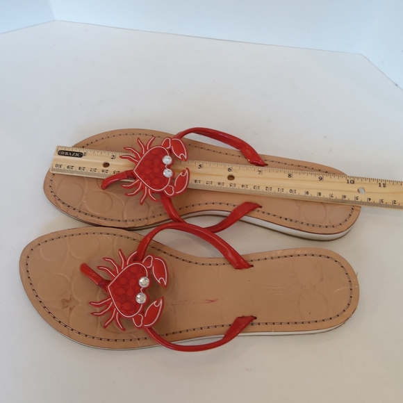 Rare Coach Marina red crab rhinestones thong flip flop sandals - Picture 8 of 10